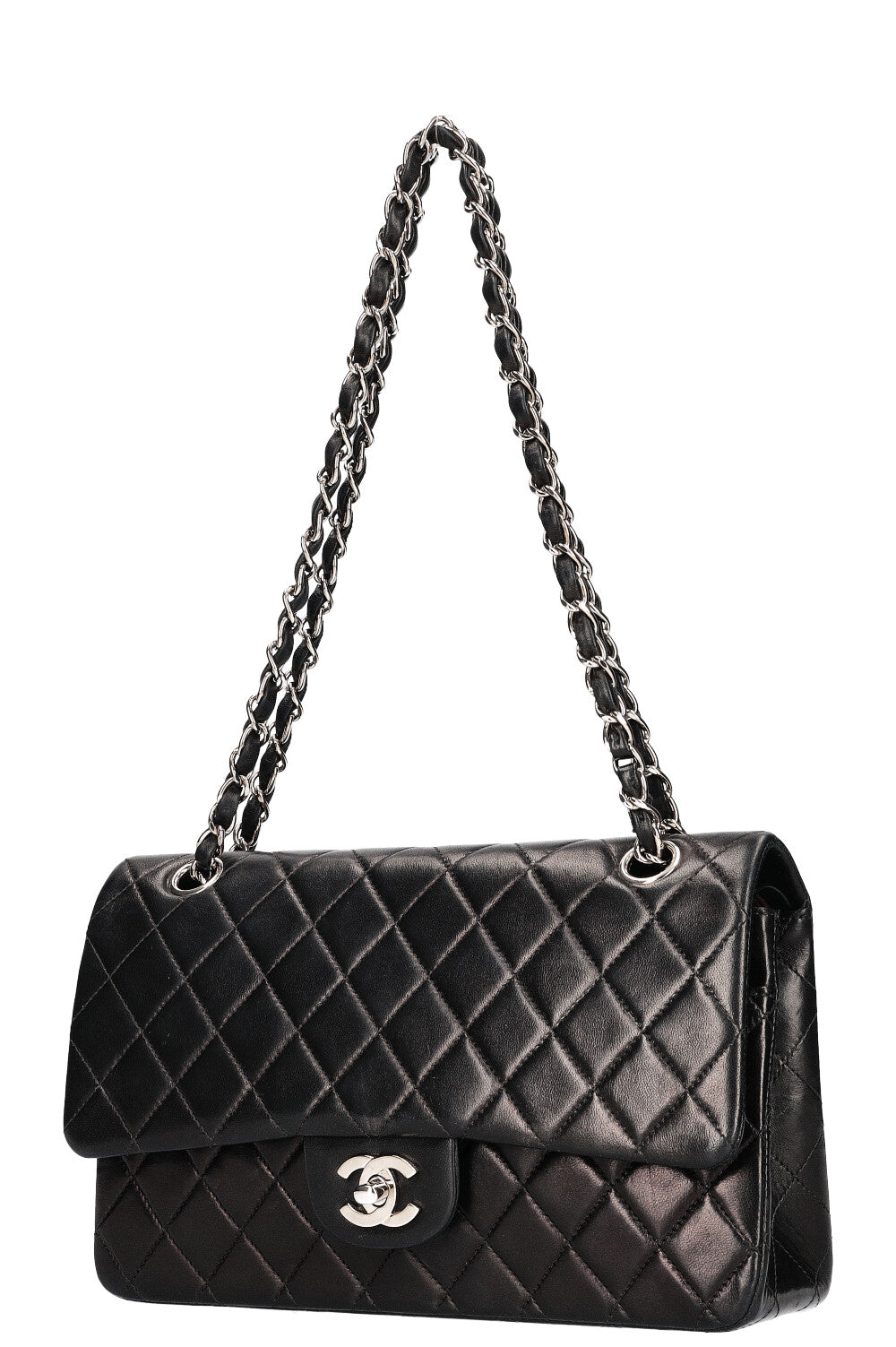 CHANEL Double Flap Small Black Silver