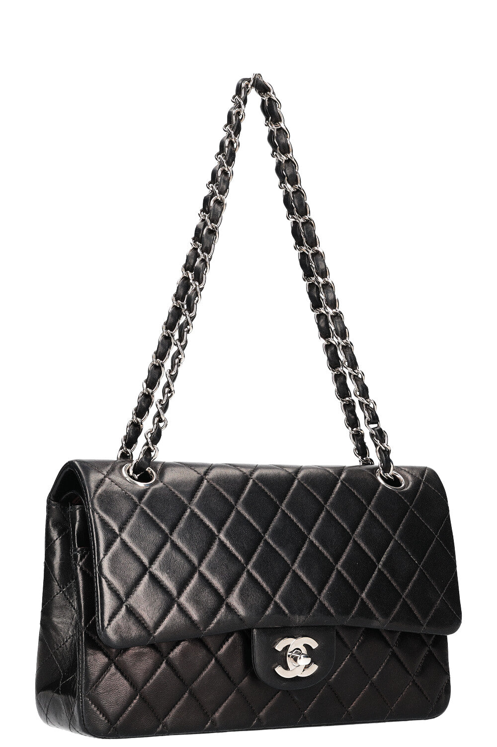 CHANEL Double Flap Small Black Silver