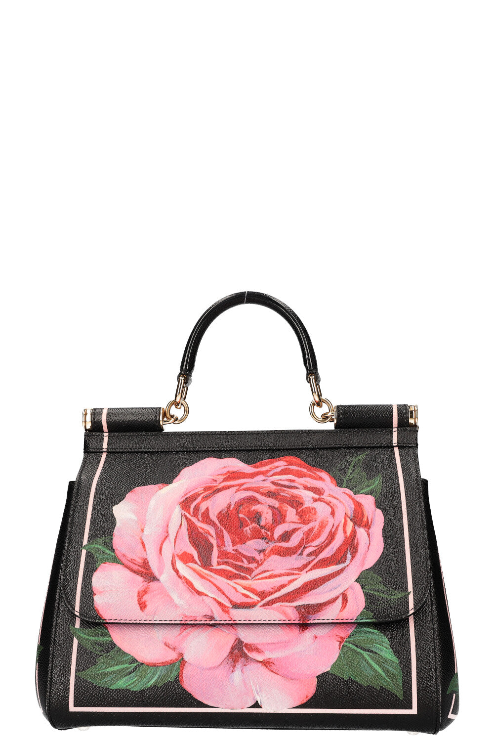 DOLCE&GABBANA Rose Print Sicily Bag Black