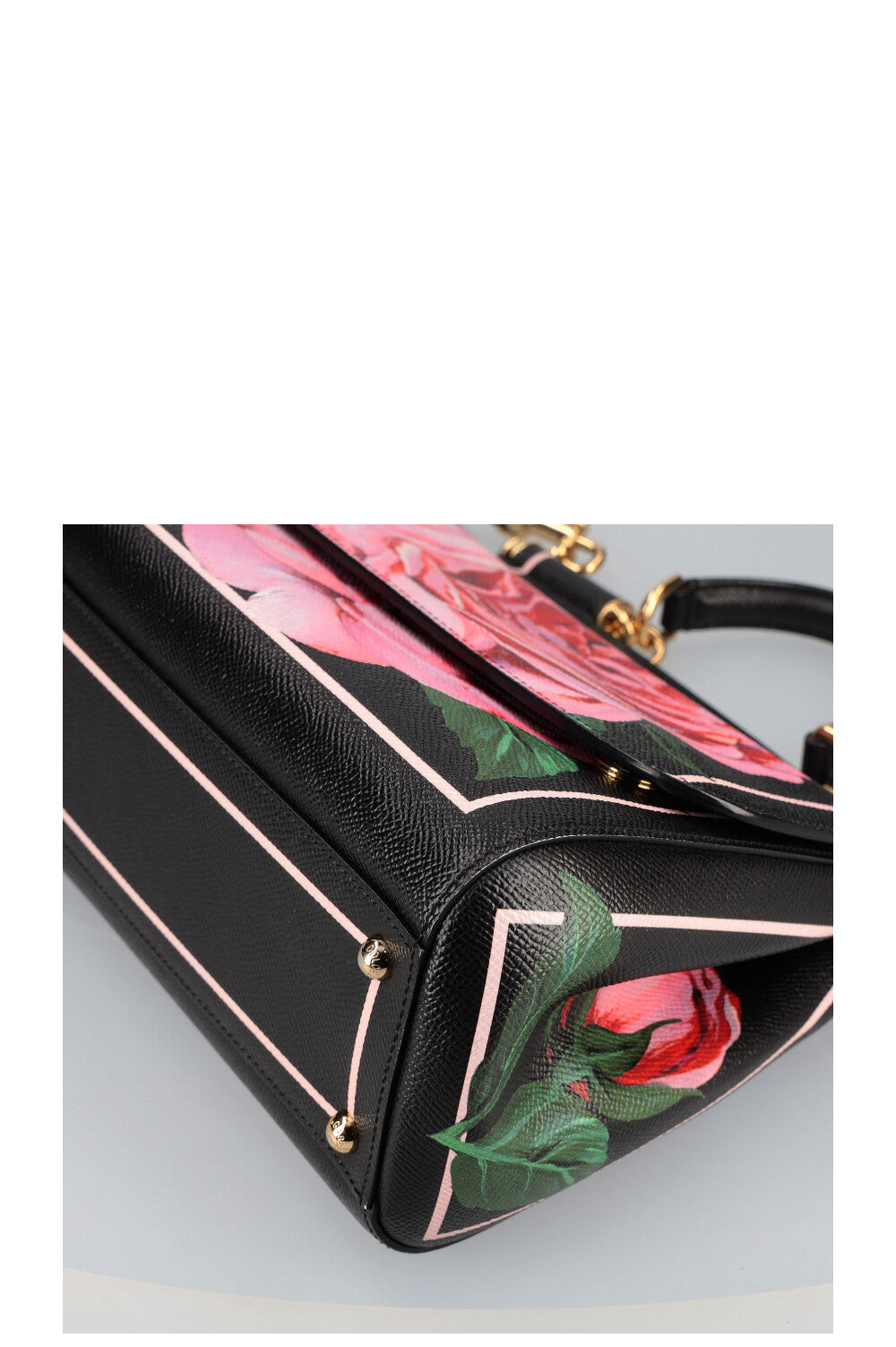 DOLCE&GABBANA Rose Print Sicily Bag Black jo