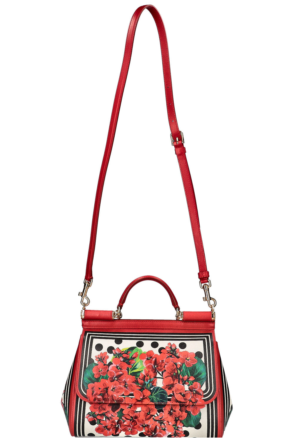 DOLCE&GABBANA Geraniums Print Sicily Bag Red