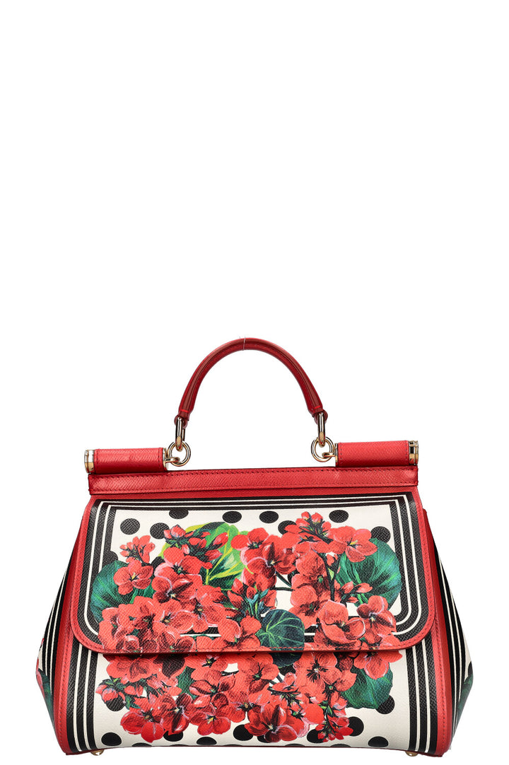 DOLCE&GABBANA Geraniums Print Sicily Bag Red