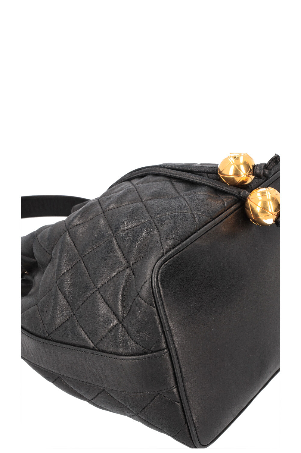 CHANEL Quilted Drawstring Bucket Bag Black