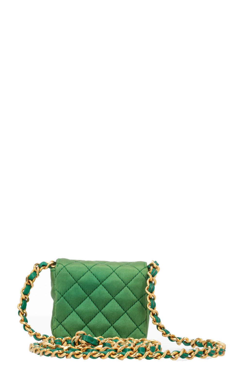 CHANEL Micro Flap Bag Silk Green