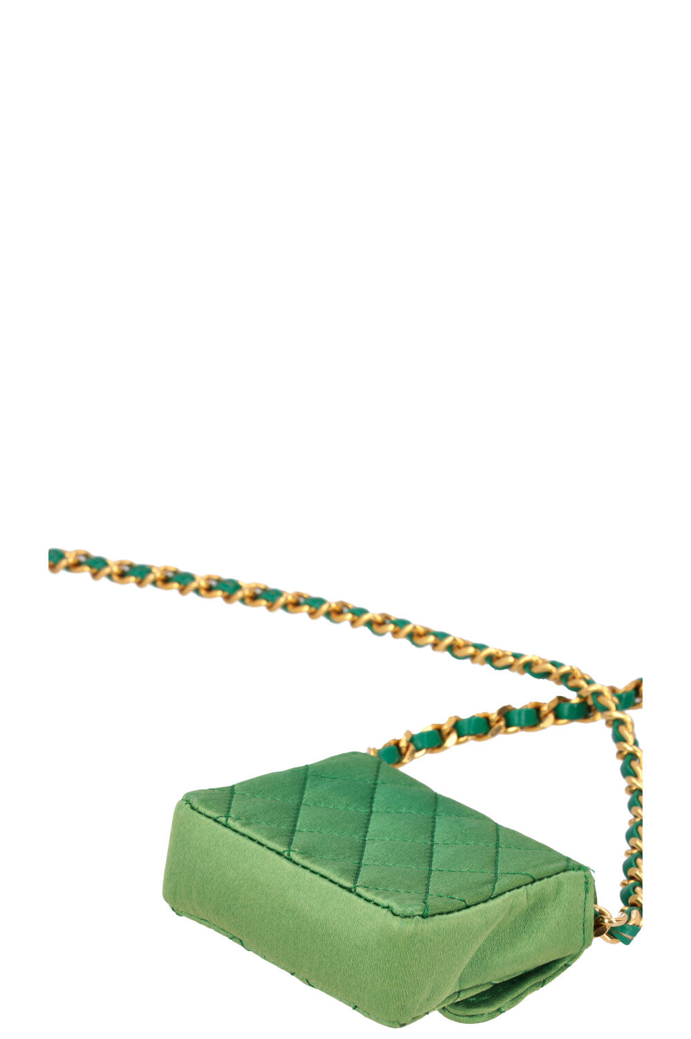 CHANEL Micro Flap Bag Silk Green