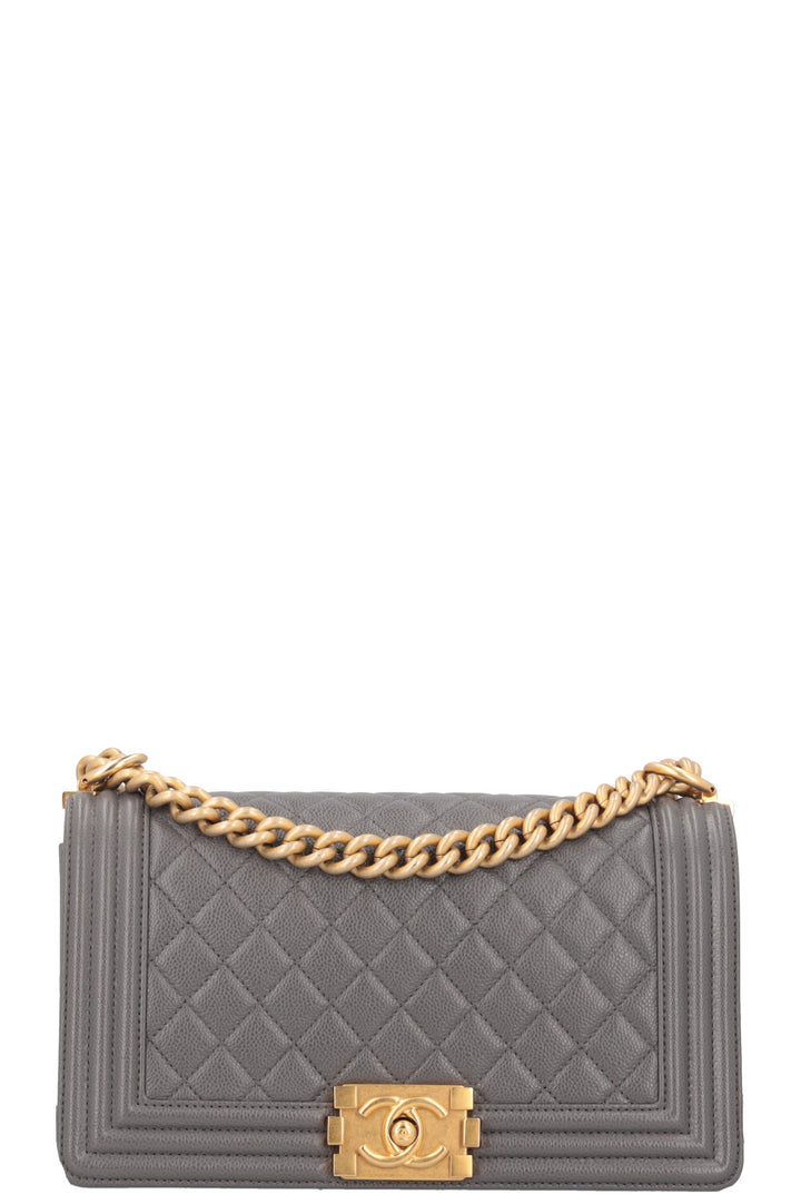 CHANEL Boy Bag Medium Caviar Grey