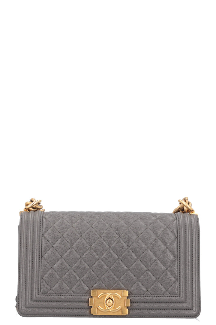 CHANEL Boy Bag Medium Caviar Grey