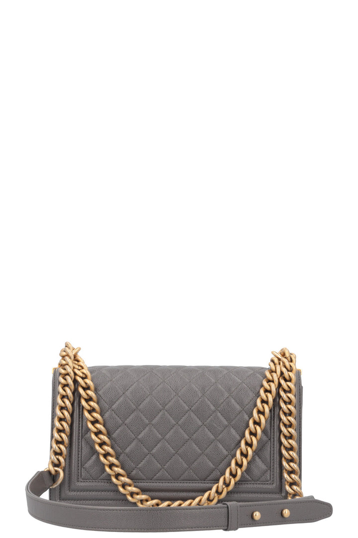 CHANEL Sac Boy Moyen Gris Caviar 