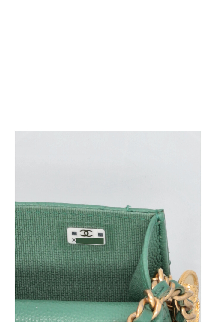 CHANEL Mini Charm Crossbody Bag Caviar Green