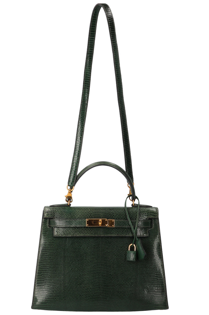 HERMÈS Kelly 28 Lizard Vert Emeraude