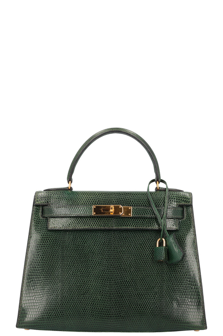 HERMÈS Kelly 28 Lizard Vert Emeraude