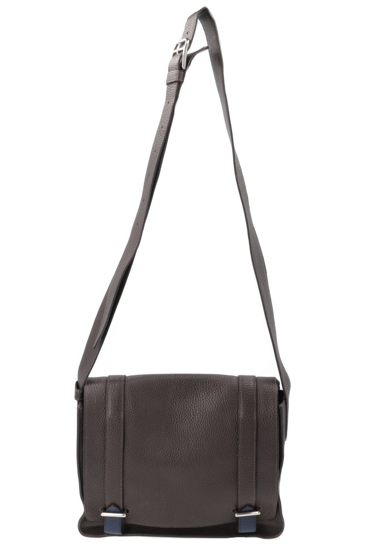 HERMÈS Steve 28 Crossbody Bag Brown Clemence Palladium