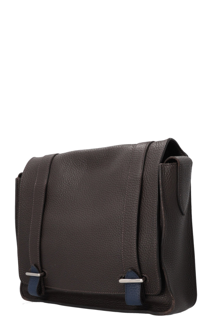 HERMÈS Steve 28 Crossbody Bag Brown Clemence Palladium