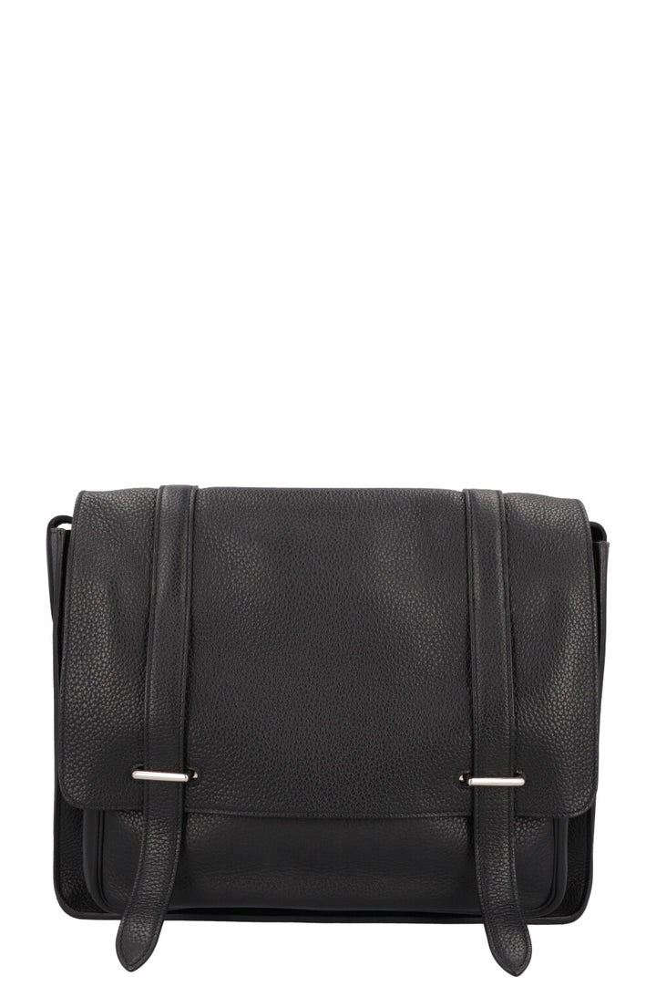 HERMÈS Steve 35 Crossbody Bag Black Clemence Palladium