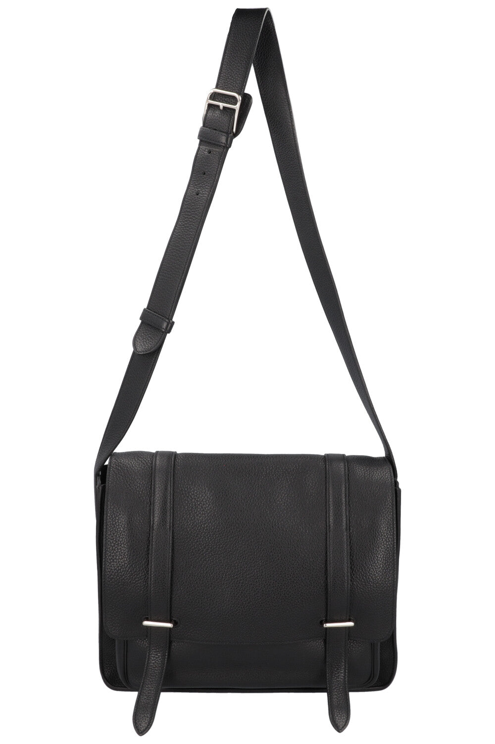 HERMÈS Steve 35 Crossbody Bag Black Clemence Palladium