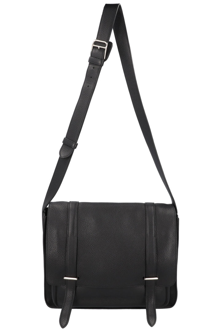 HERMÈS Steve 35 Crossbody Bag Black Clemence Palladium