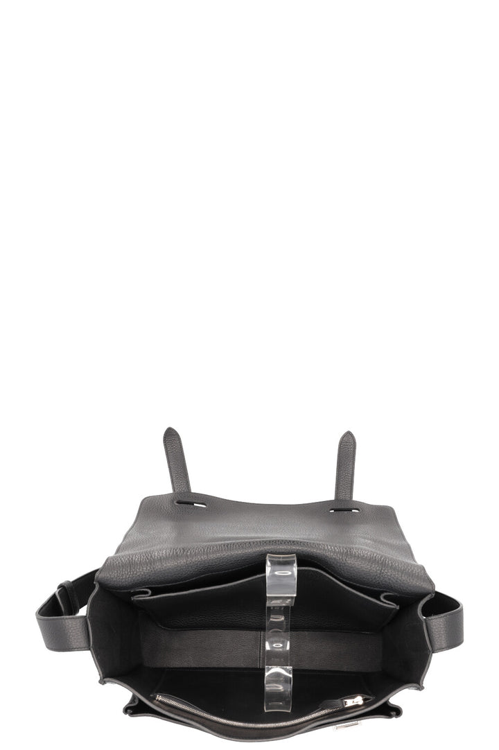 HERMÈS Steve 35 Crossbody Bag Black Clemence Palladium