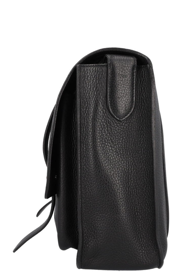 HERMÈS Steve 35 Crossbody Bag Black Clemence Palladium