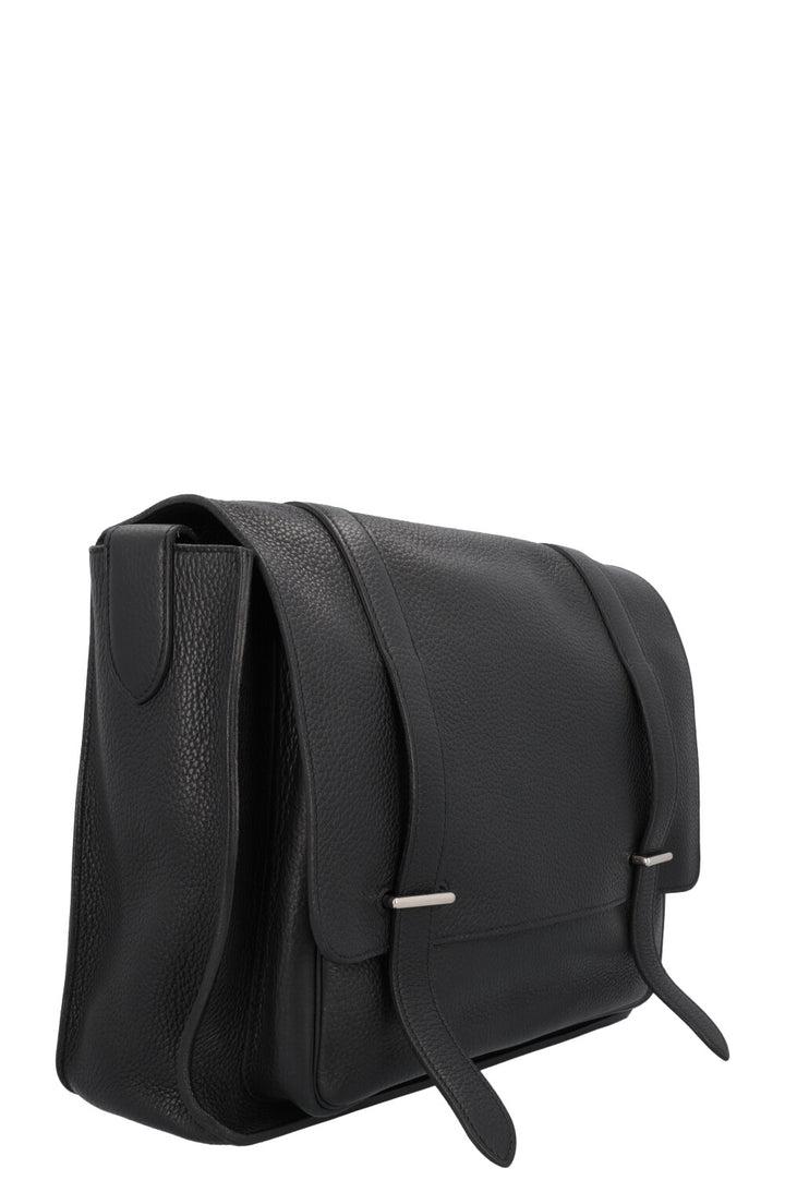 HERMÈS Steve 35 Crossbody Bag Black Clemence Palladium