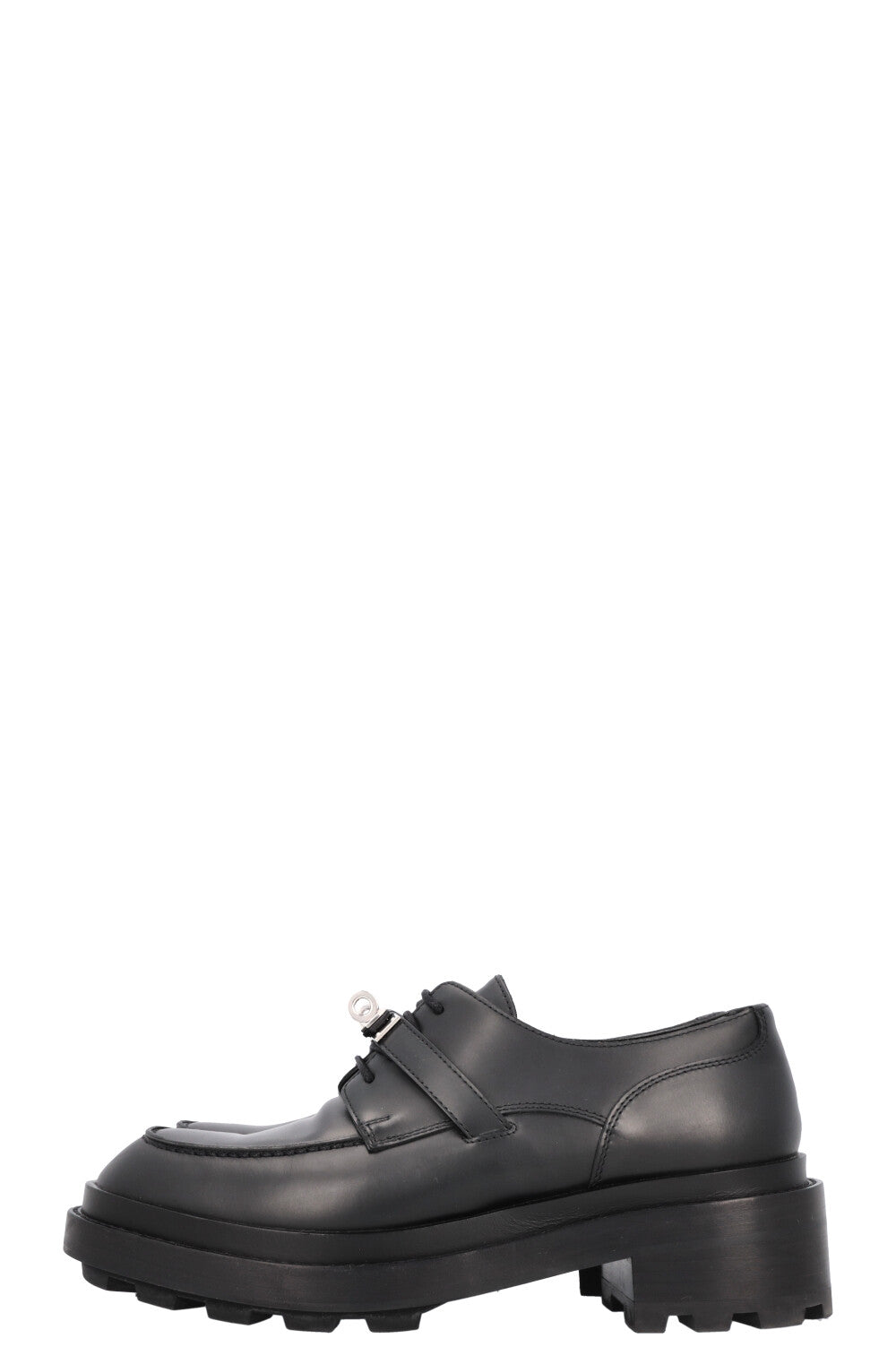 HERMÈS Richelieus First Flats Leather Black