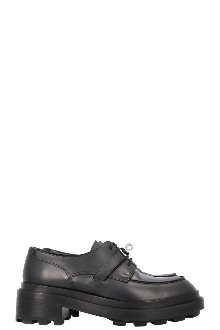 HERMÈS Richelieus First Flats Leather Black