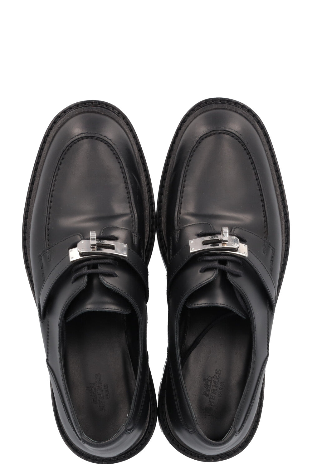 HERMÈS Richelieus First Flats Leather Black