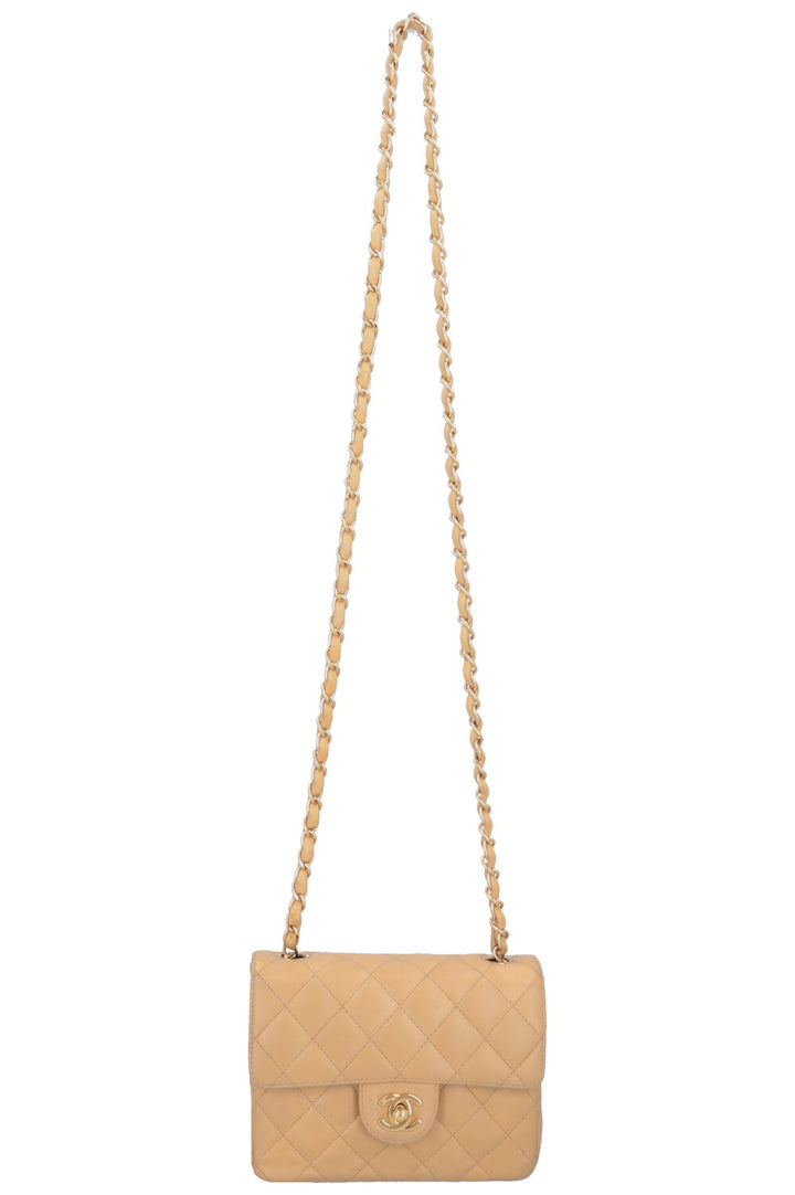 CHANEL Mini Square Flap Bag Beige