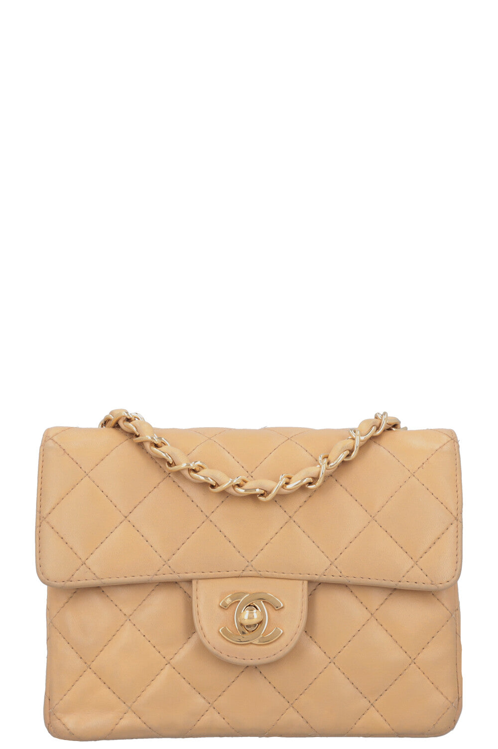 CHANEL Mini Square Flap Bag Beige