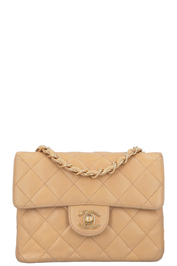 CHANEL Mini Square Flap Bag Beige