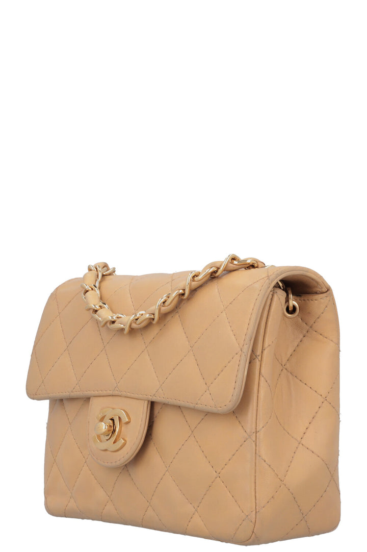 CHANEL Mini Square Flap Bag Beige