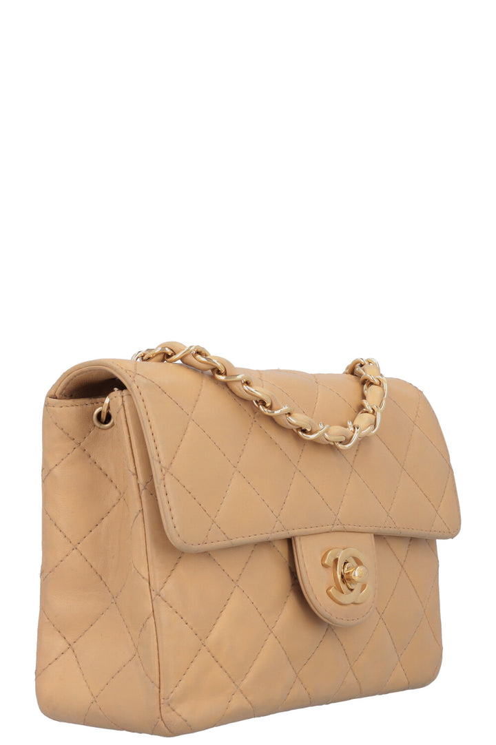 CHANEL Mini Square Flap Bag Beige