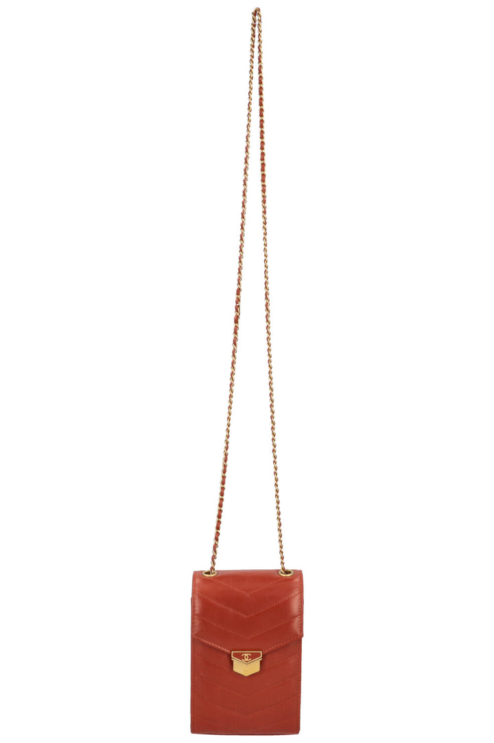 CHANEL Chevron Medal Mini Clutch with Chain