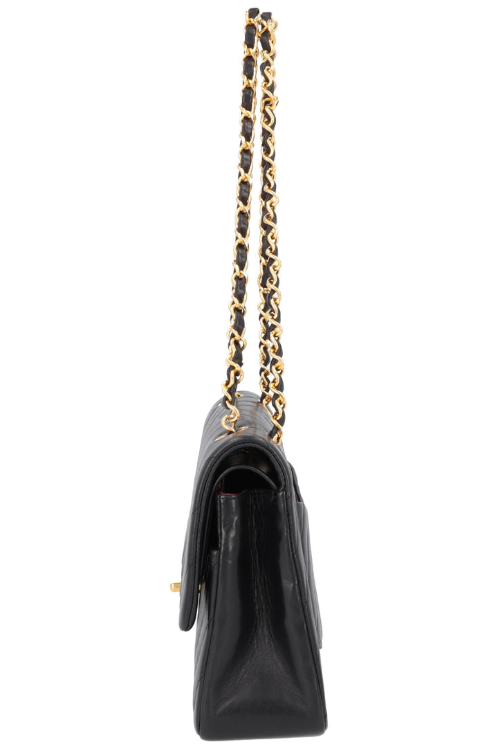 CHANEL Vintage Medium Double Flap Bag Chevron Black