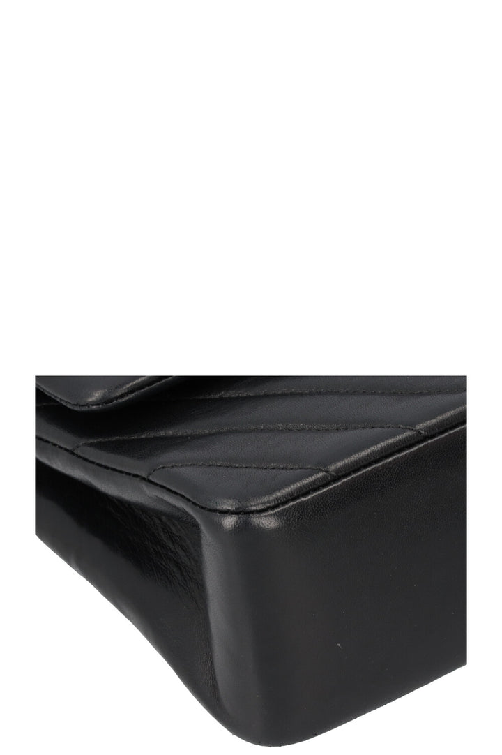 CHANEL Vintage Medium Double Flap Bag Chevron Black