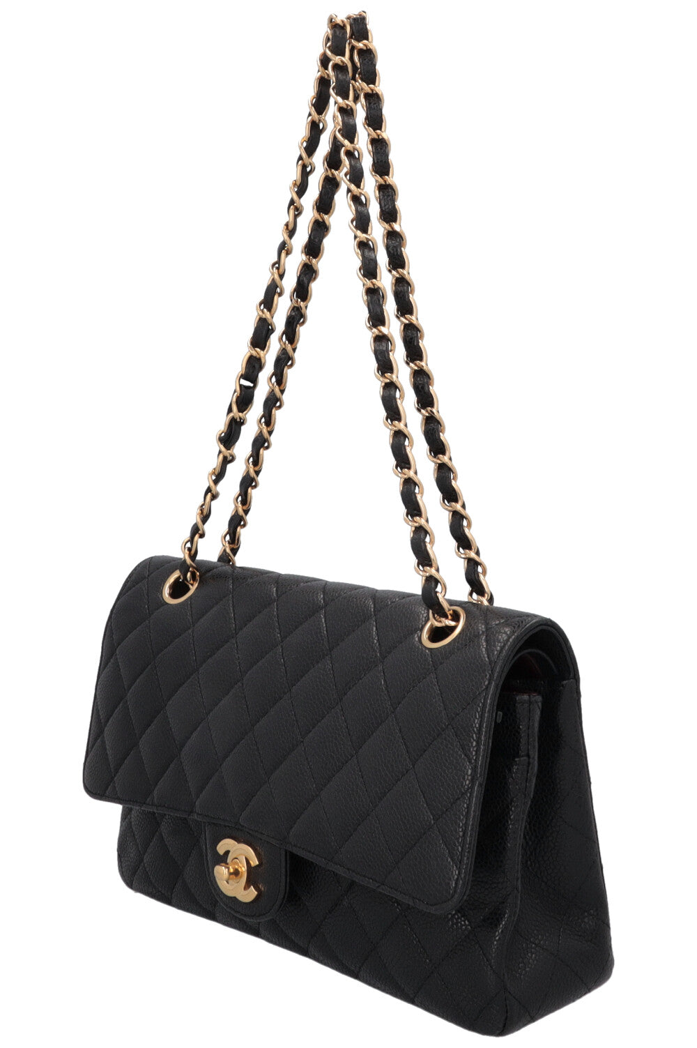 CHANEL Medium Double Flap Bag Caviar Black