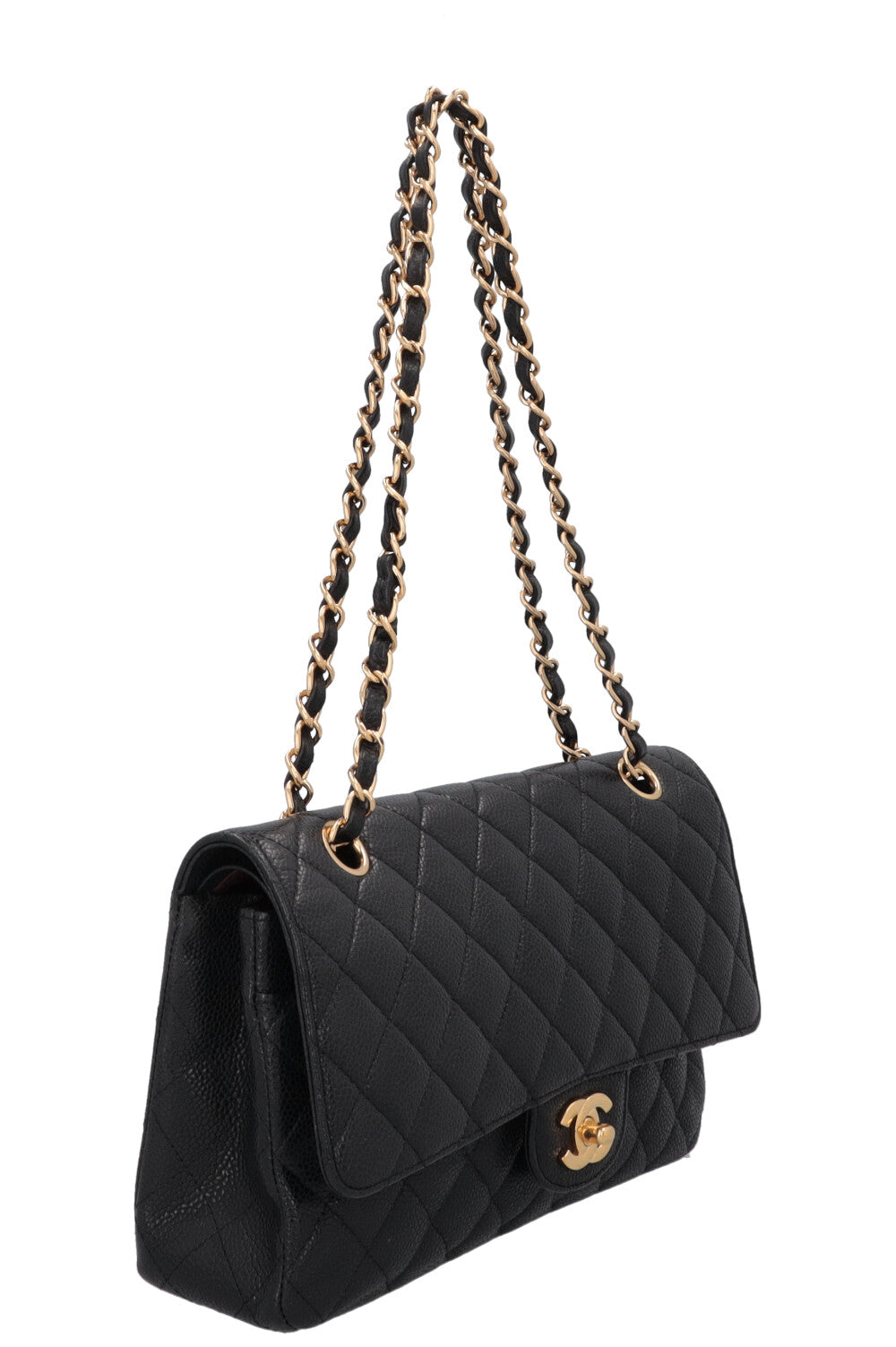 CHANEL Medium Double Flap Bag Caviar Black