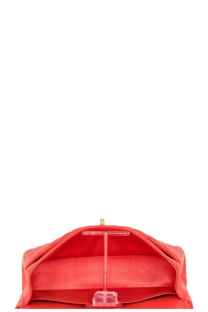 CHANEL Small Chevron Double Flap Bag Coral