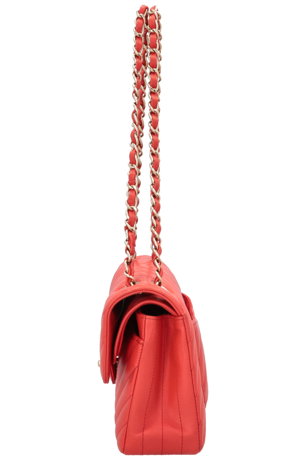 CHANEL Small Chevron Double Flap Bag Coral