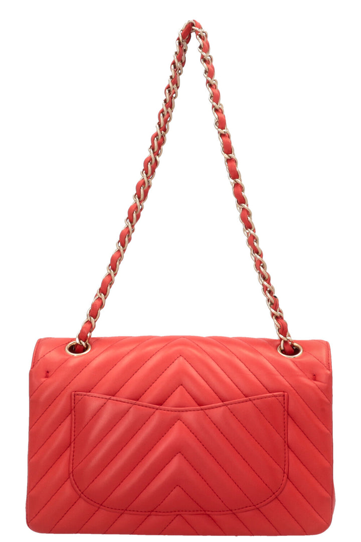 CHANEL Small Chevron Double Flap Bag Coral