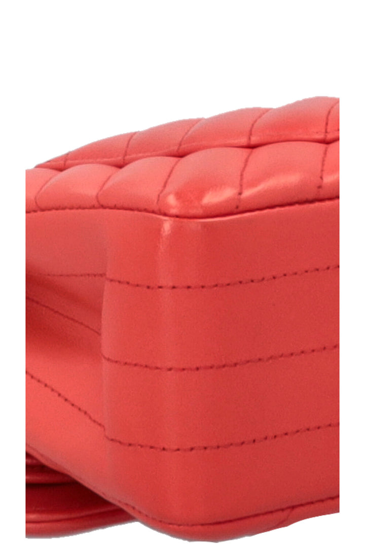 CHANEL Small Chevron Double Flap Bag Coral