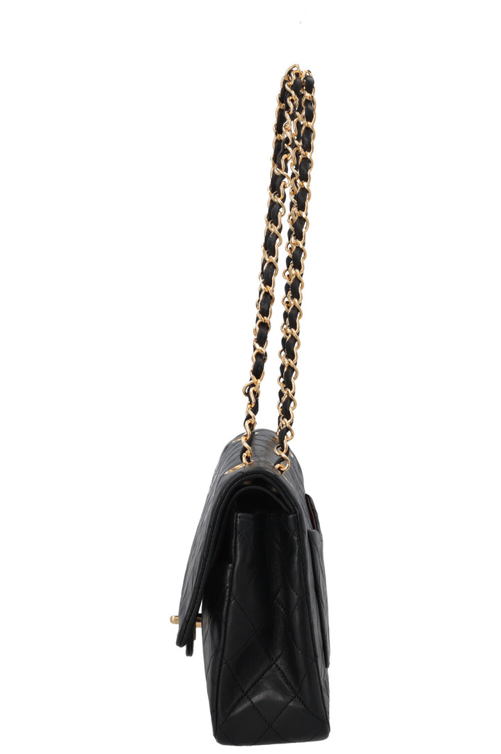 CHANEL Vintage Medium Double Flap Bag Black Gold