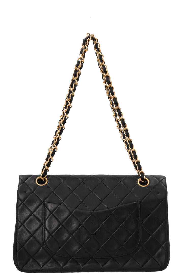 CHANEL Vintage Medium Double Flap Bag Black Gold