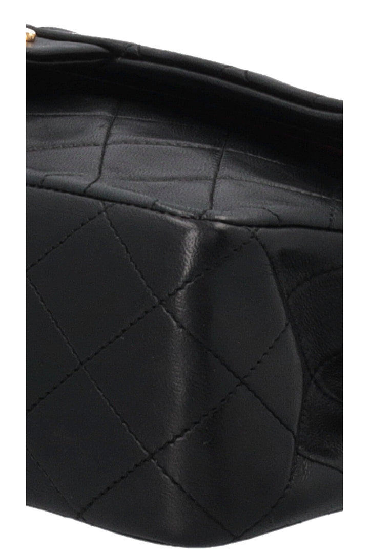 CHANEL Vintage Medium Double Flap Bag Black Gold