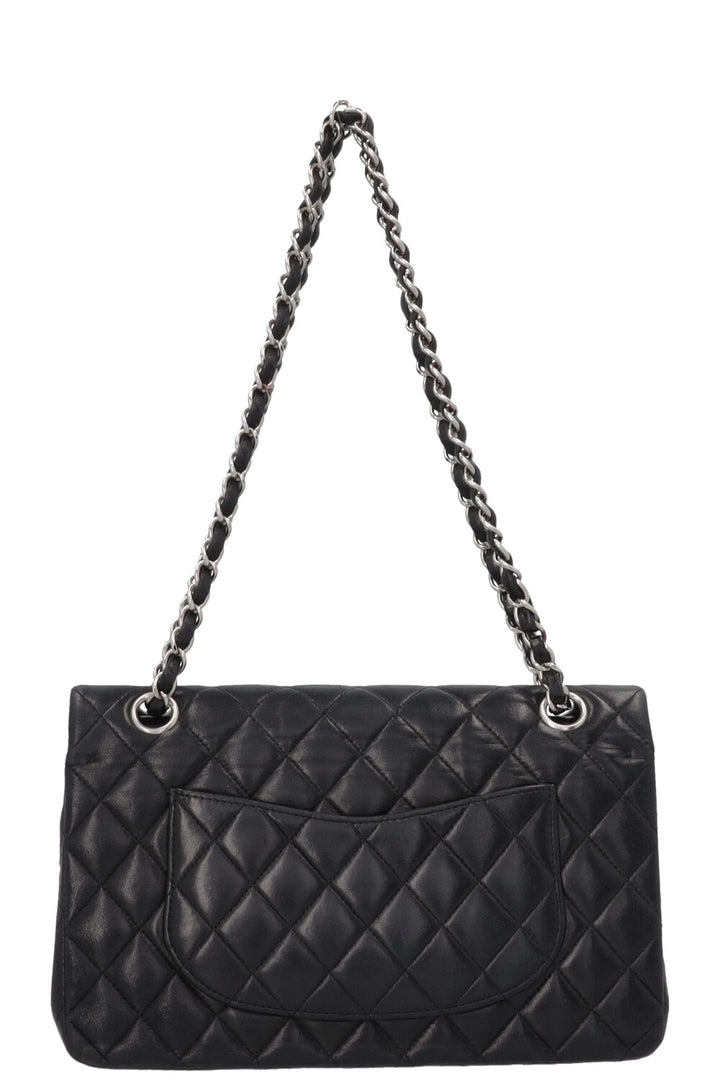 CHANEL Vintage Medium Double Flap Bag Black Silver