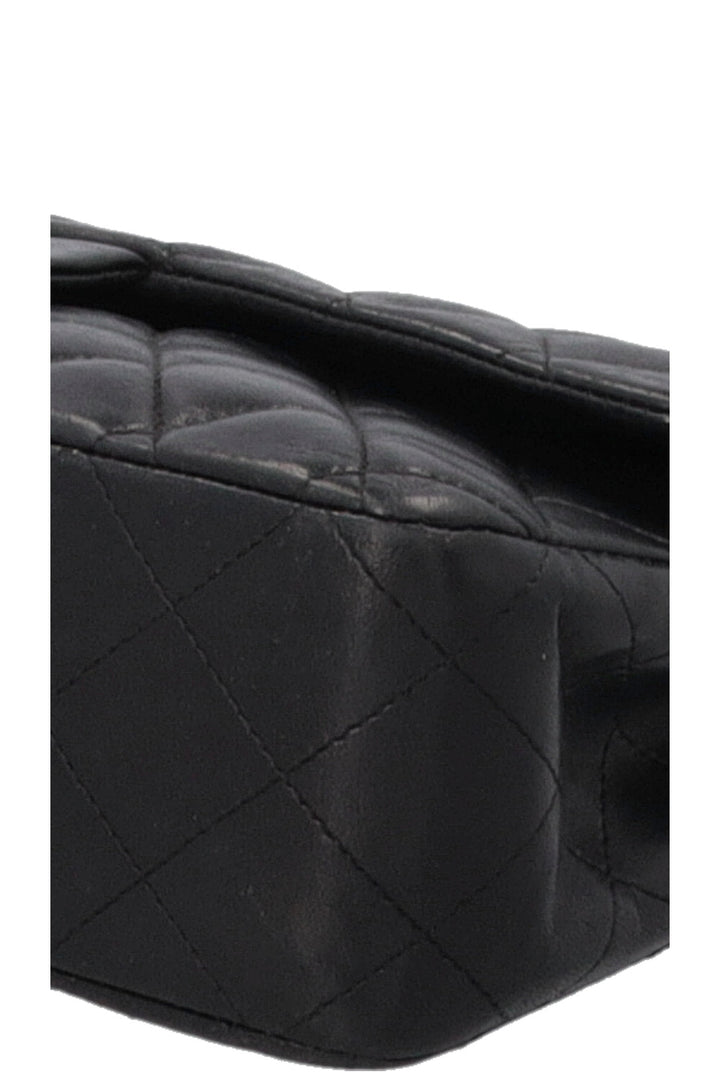 CHANEL Vintage Medium Double Flap Bag Black Silver