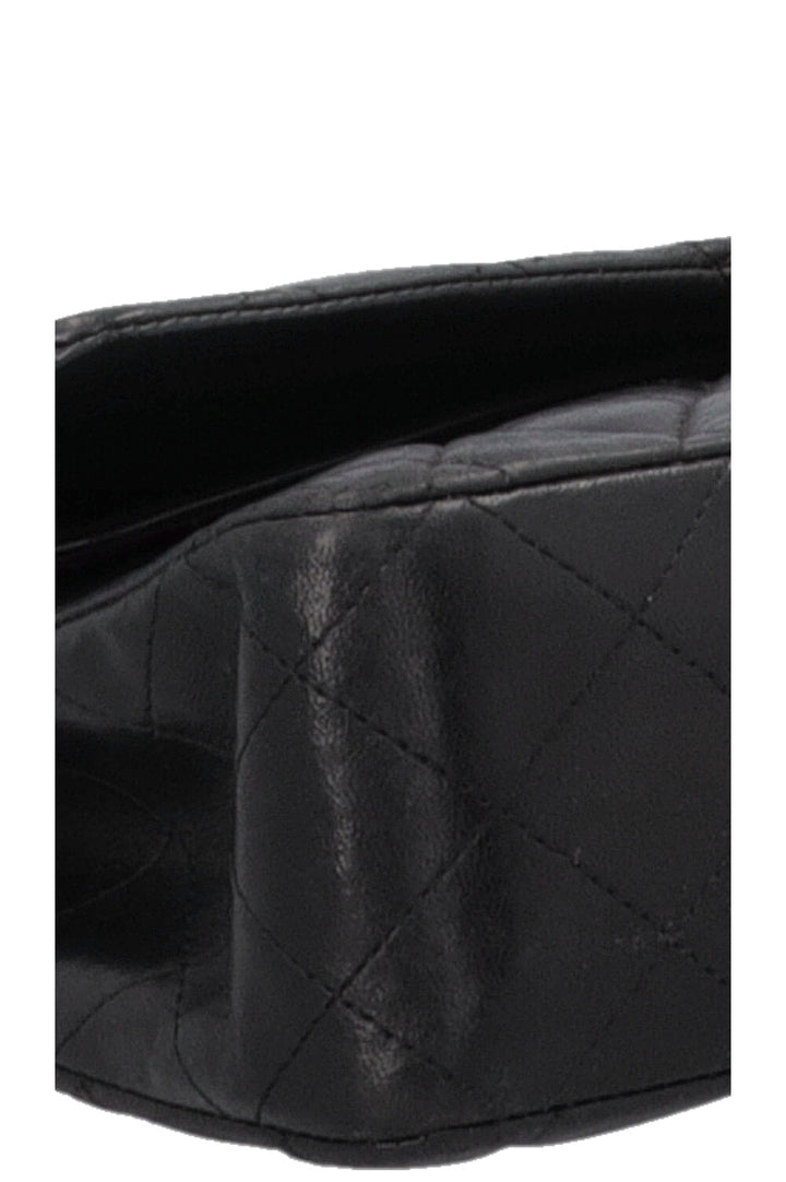 CHANEL Vintage Medium Double Flap Bag Black Silver