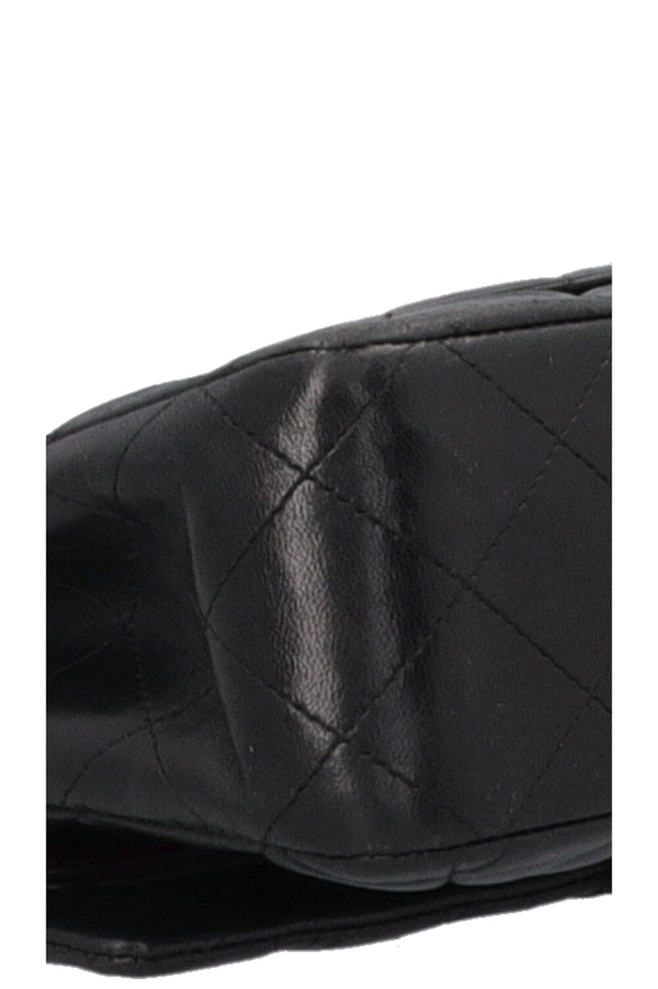 CHANEL Vintage Medium Double Flap Bag Black Silver