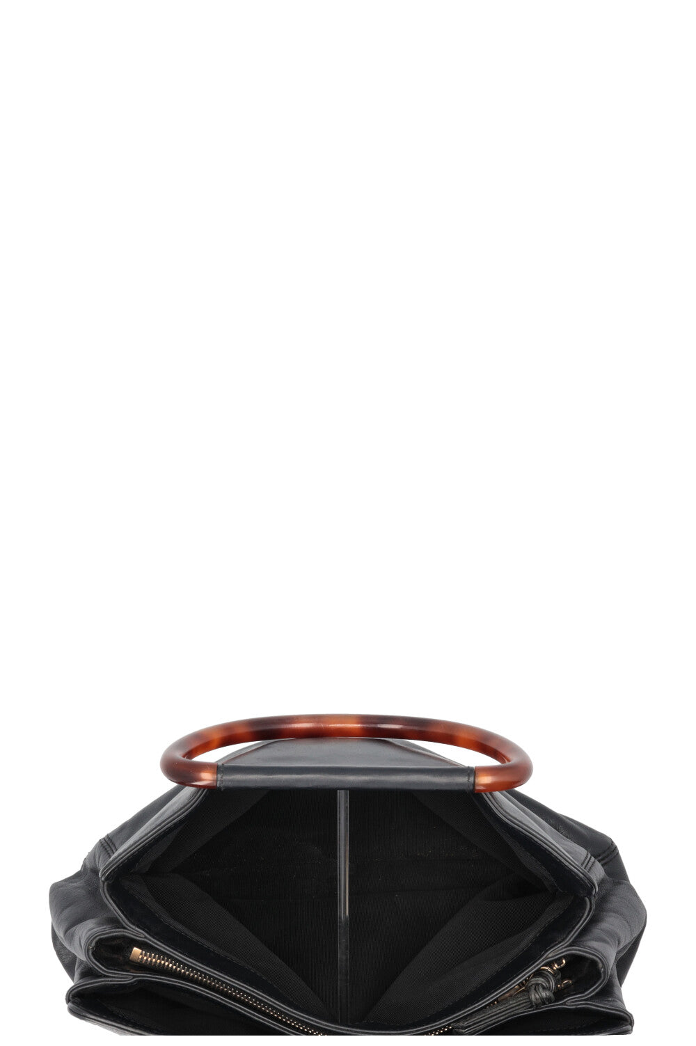 CHANEL Two Handle Tote Bag Lambskin Tortoise Black