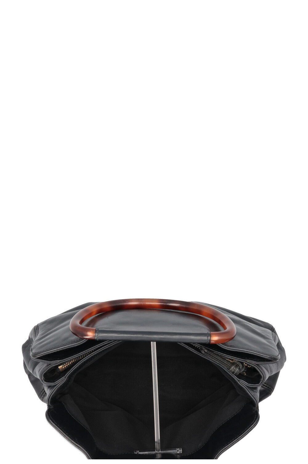CHANEL Two Handle Tote Bag Lambskin Tortoise Black