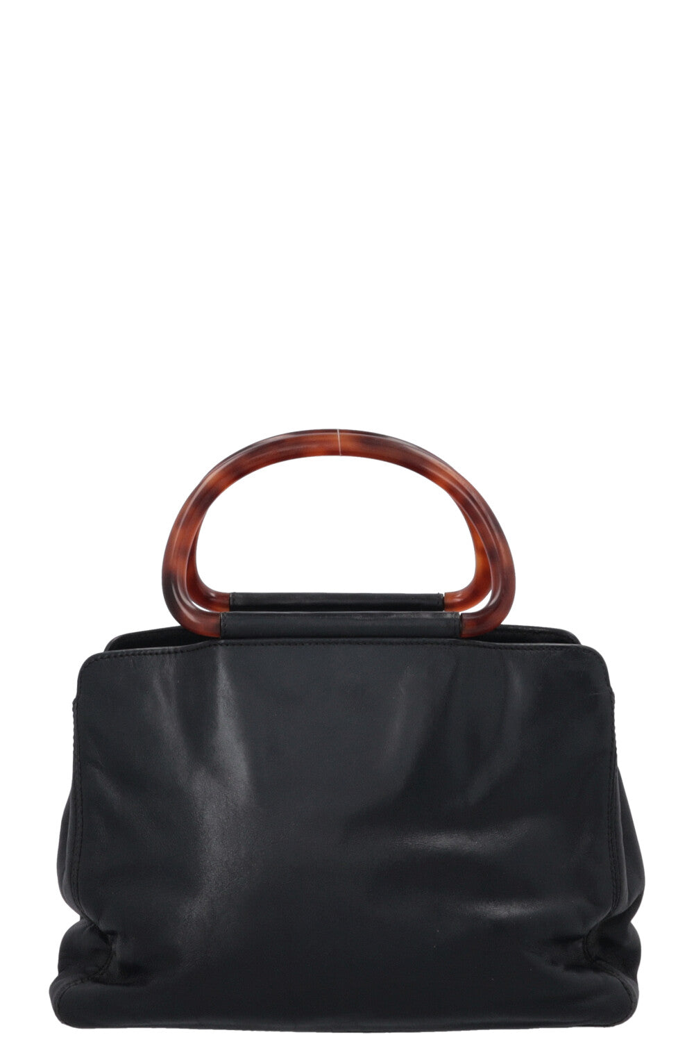 CHANEL Two Handle Tote Bag Lambskin Tortoise Black